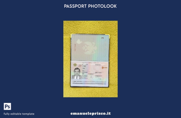 modello di aspetto fotografico del passaporto del Montenegro in stile verificato